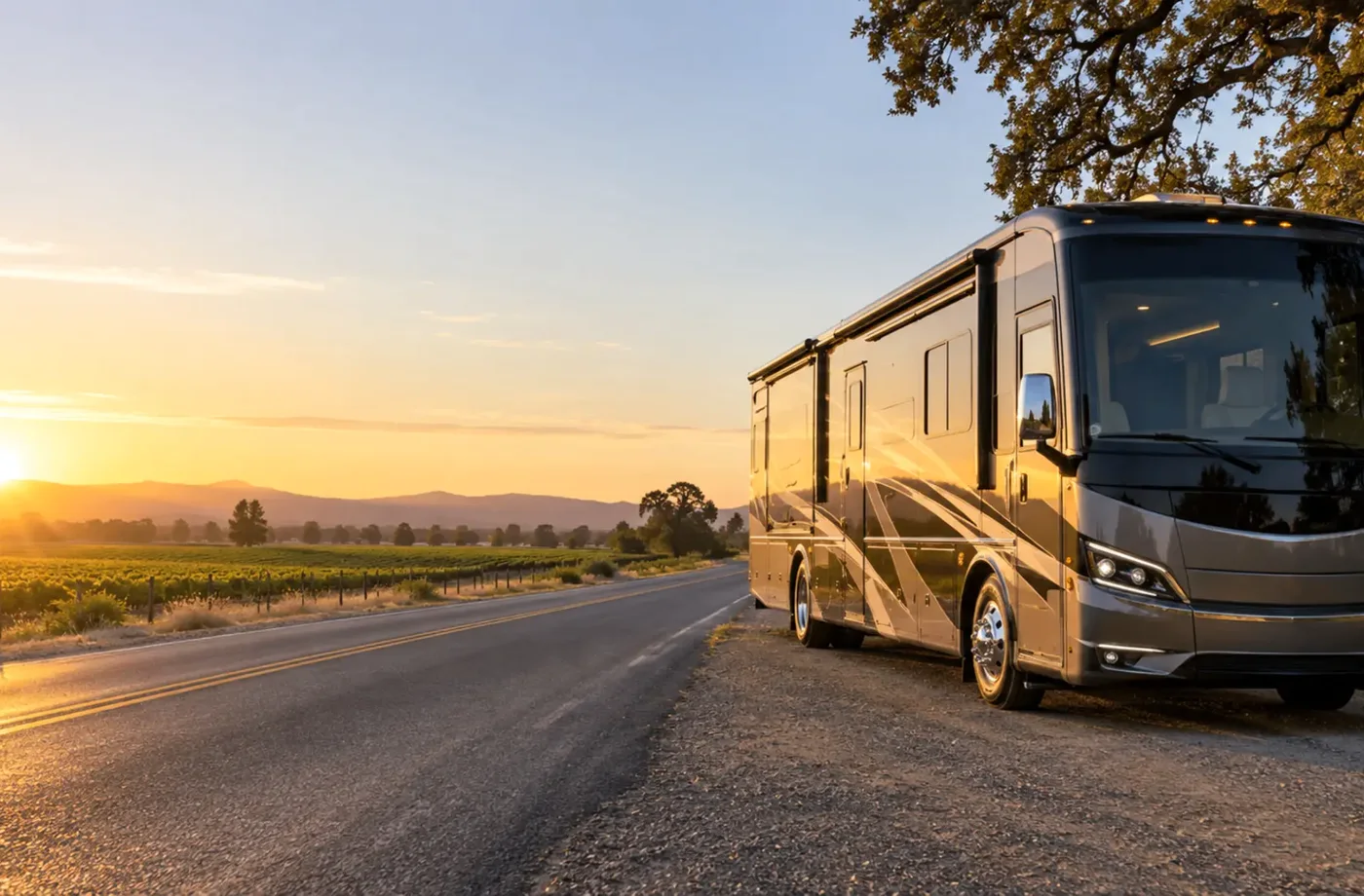 RV travel scene in Northern California supporting About This Service Area