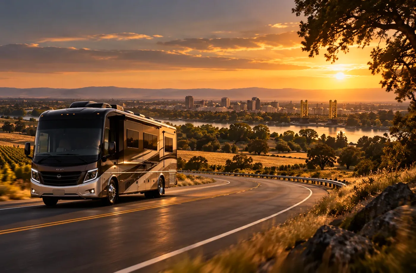 RV travel scene in Northern California supporting RV Rentals