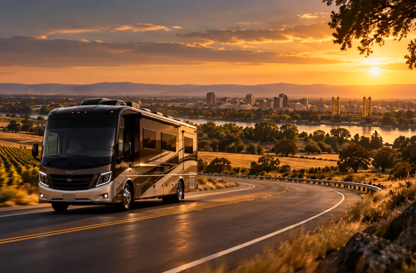RV travel scene in Northern California supporting RV Service