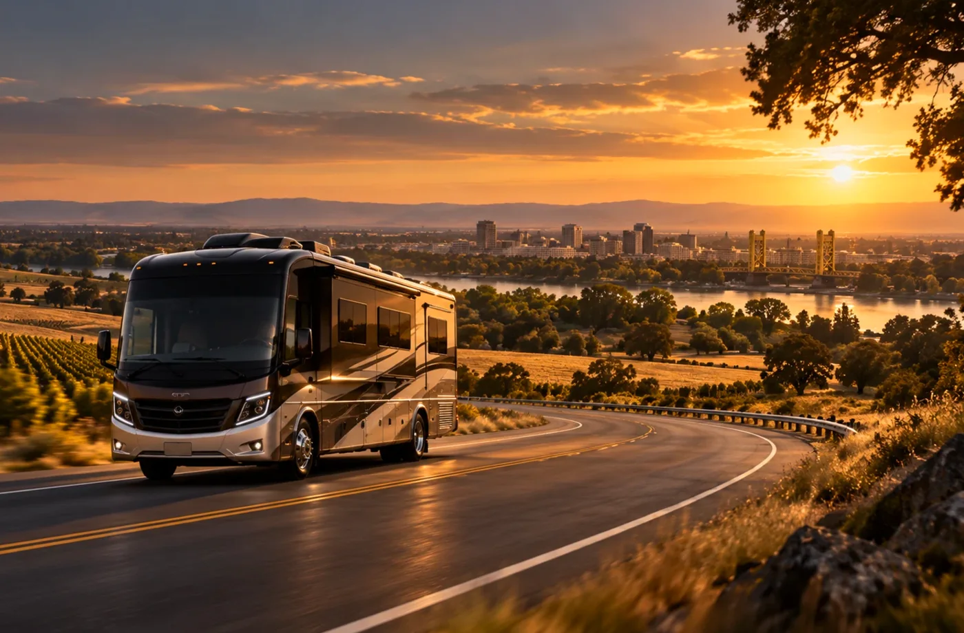 RV travel scene in Northern California supporting Sell My RV