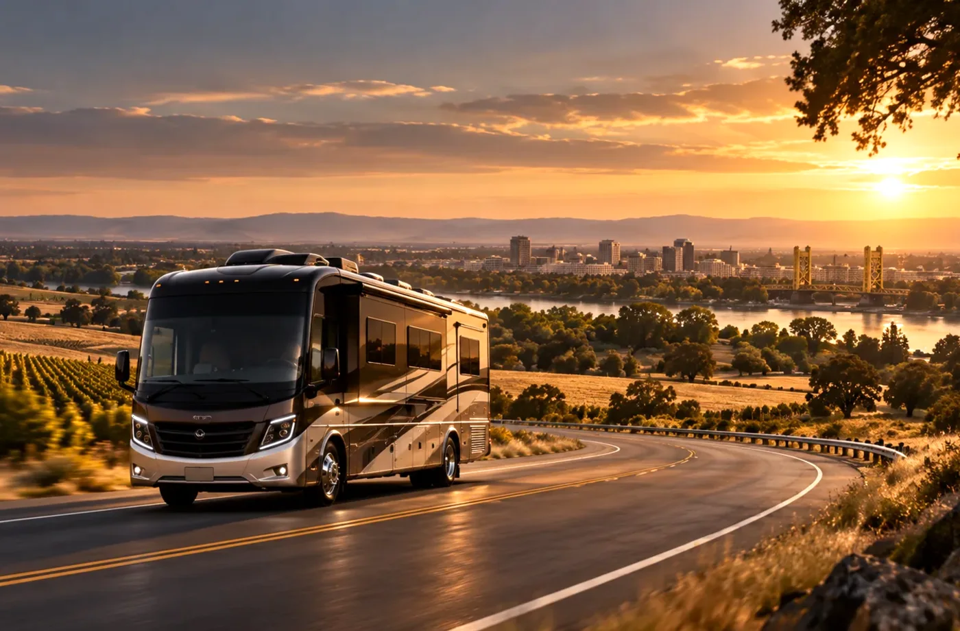 RV travel scene in Northern California supporting RV Sales, Rentals & Service in Davis, CA