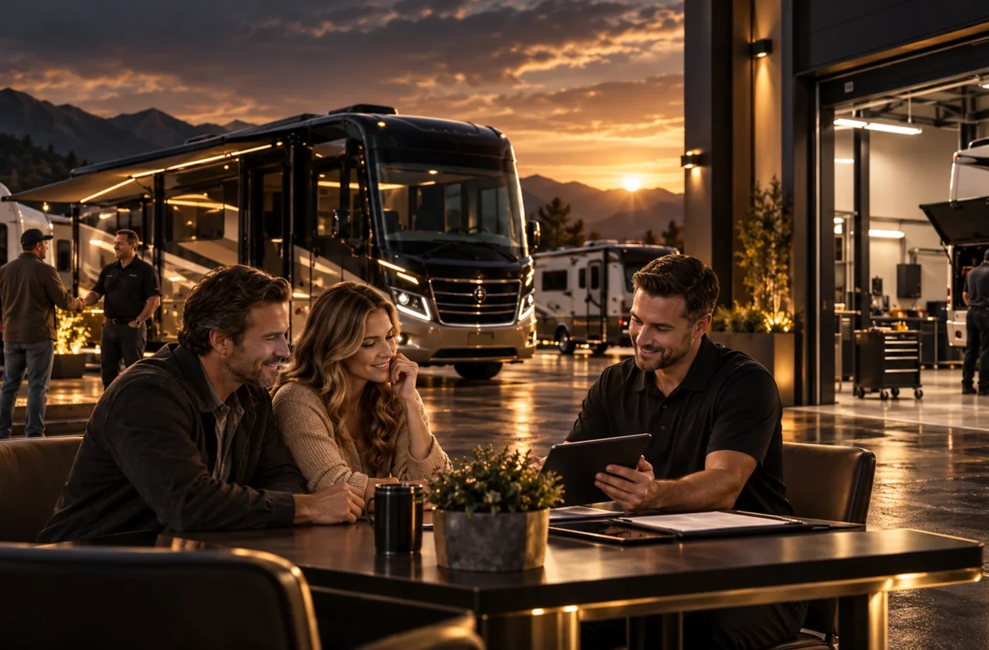 RV purchase, financing or trade planning scene supporting Start With Accurate RV Details