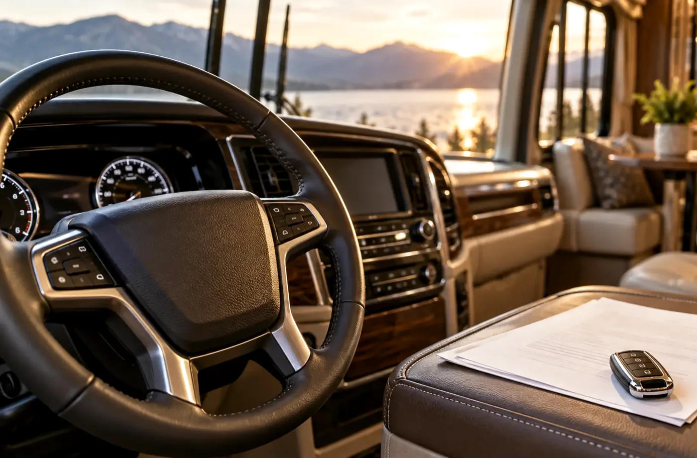 RV purchase, financing or trade planning scene supporting Prepare for Evaluation