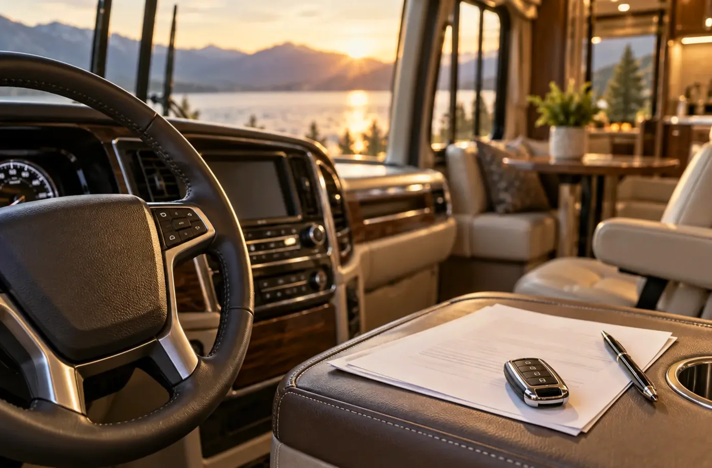 RV purchase, financing or trade planning scene supporting Prepare the RV Without Overspending