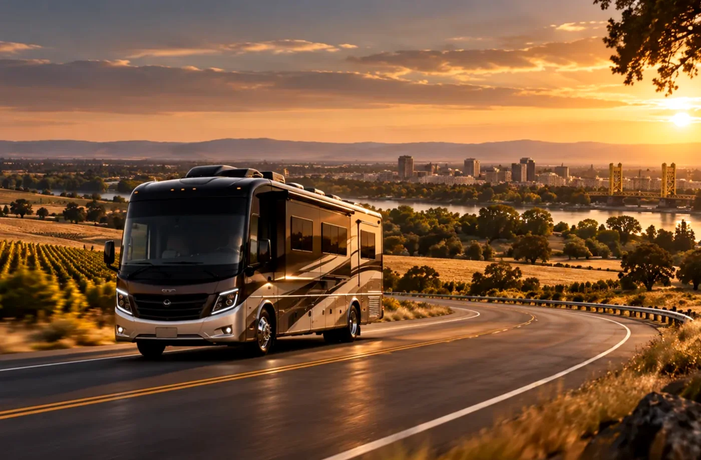 RV travel and dealership scene supporting About Davis RV Sales in Davis, California frequently asked questions