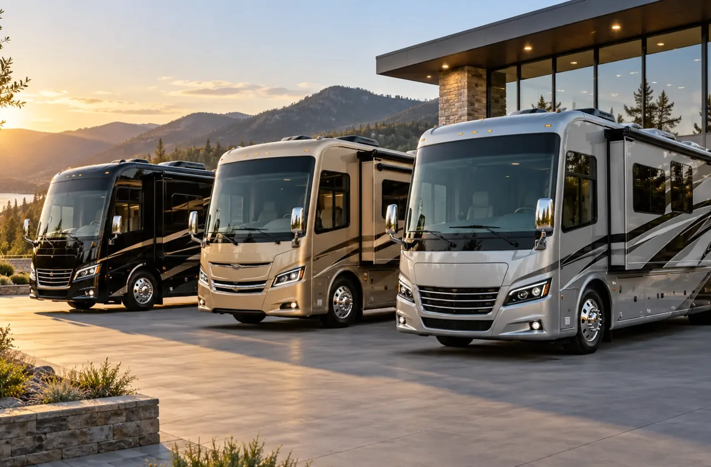 RV travel and dealership scene supporting Choose the Right Path for Your RV Goal