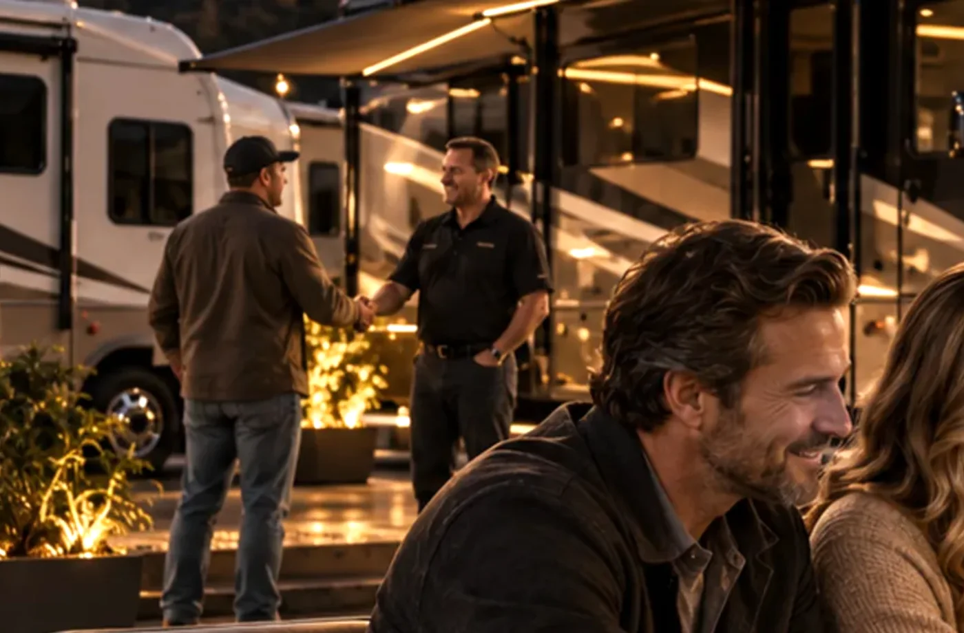 RV travel and dealership scene supporting Our Inventory