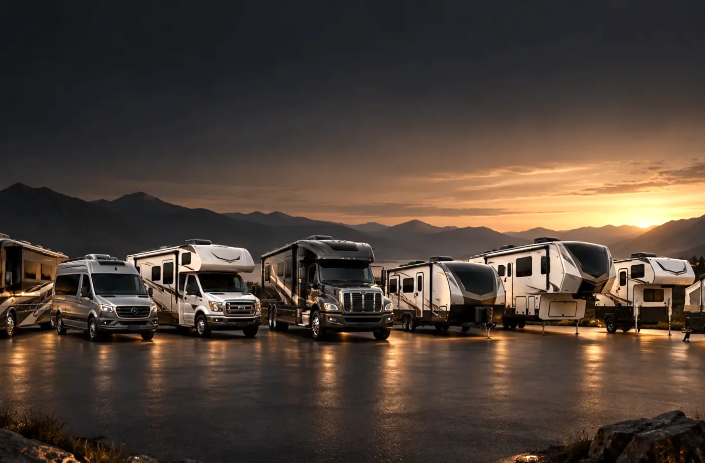 RV research and trip-planning scene supporting RV FAQ