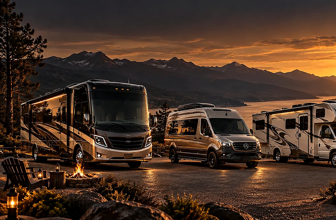 RV rental and road-trip scene supporting Match the RV to the Campsites You Plan to Use