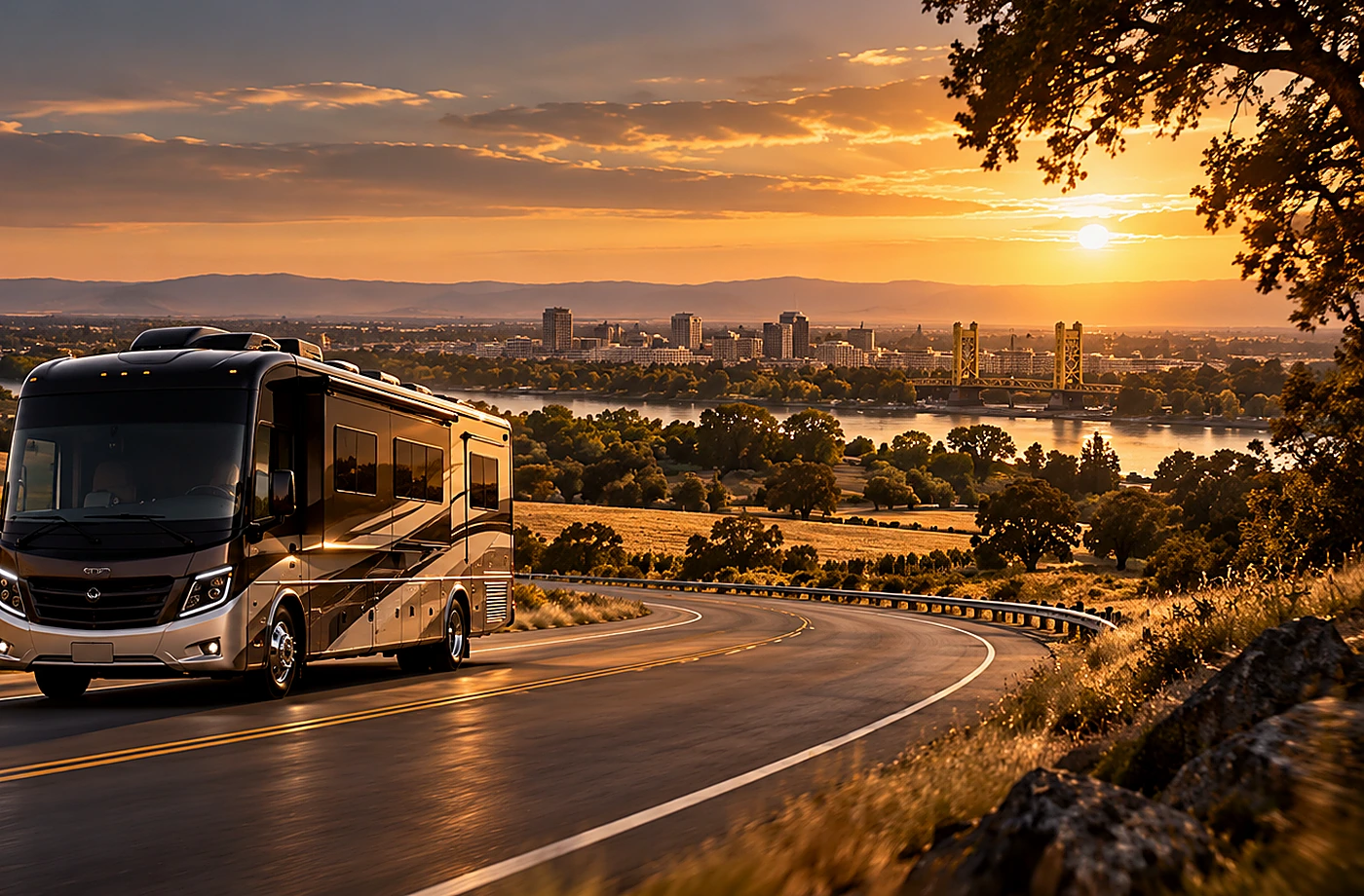 RV rental and road-trip scene supporting Pickup, Orientation and Condition Documentation