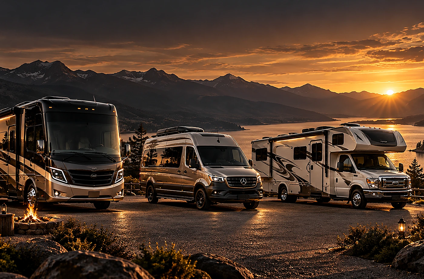 RV rental and road-trip scene supporting Return Requirements