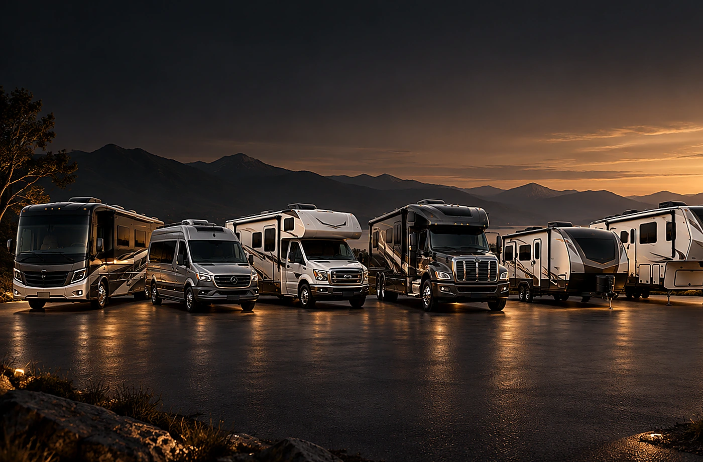 Motorhome and towable RV scene supporting Weights, Dimensions and Capacity Matter as Much as Features
