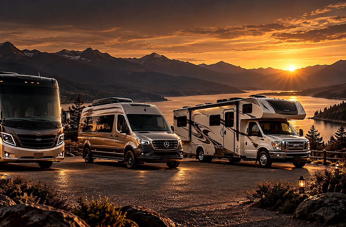 Motorhome and towable RV scene supporting New and Used RVs Require Different Questions
