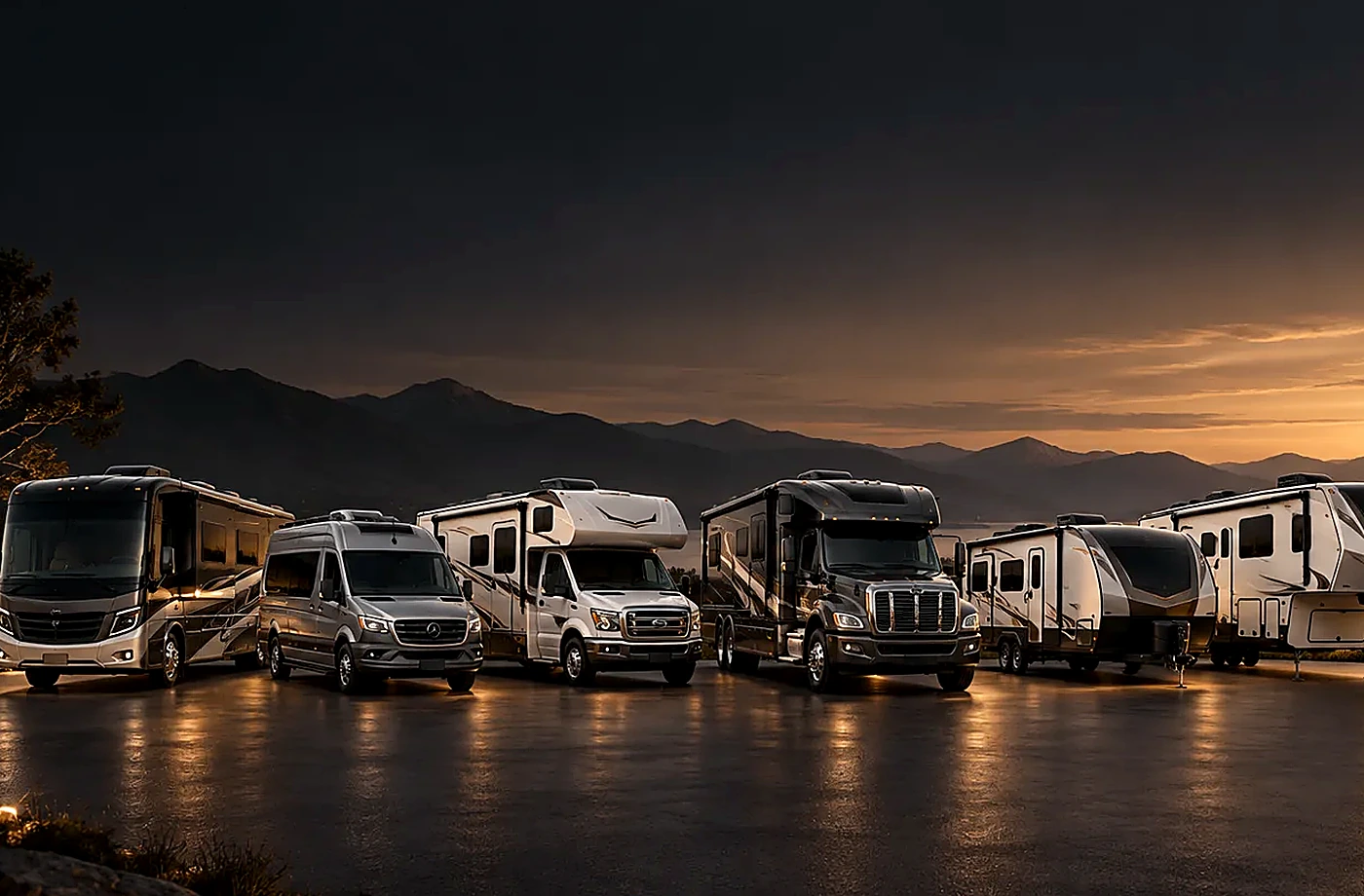 Motorhome and towable RV scene supporting Questions to Ask Before Leaving the Dealership