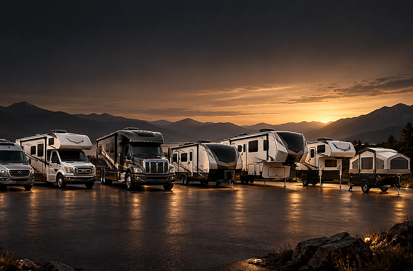 Motorhome and towable RV scene supporting How to Compare the Right RV for Your Travel Style
