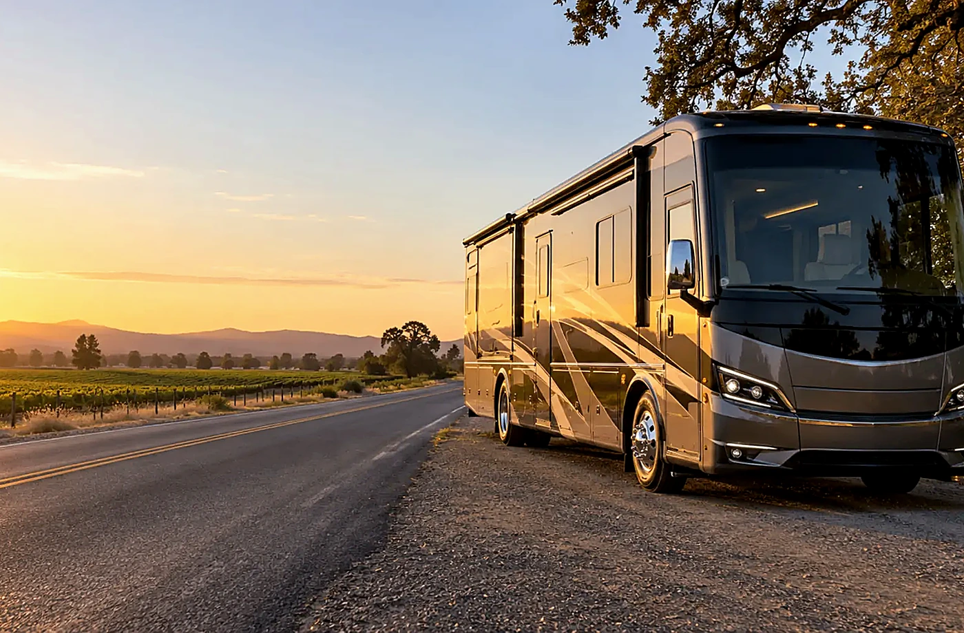 Motorhome and towable RV scene supporting RV Brands at Davis RV Sales