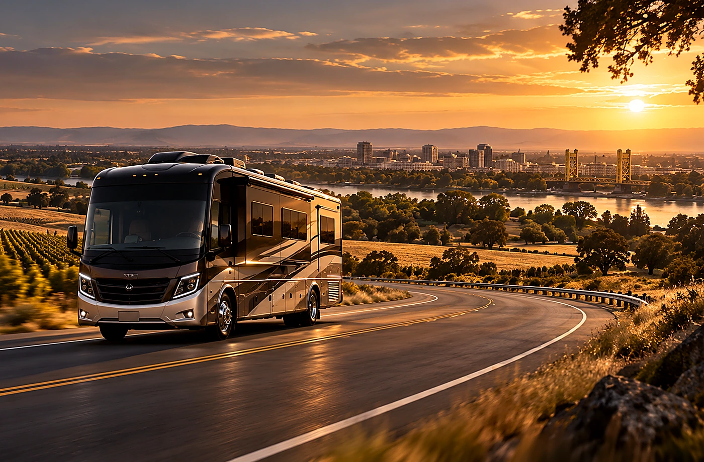 Motorhome and towable RV scene supporting What to Compare When Shopping Class A Motorhomes