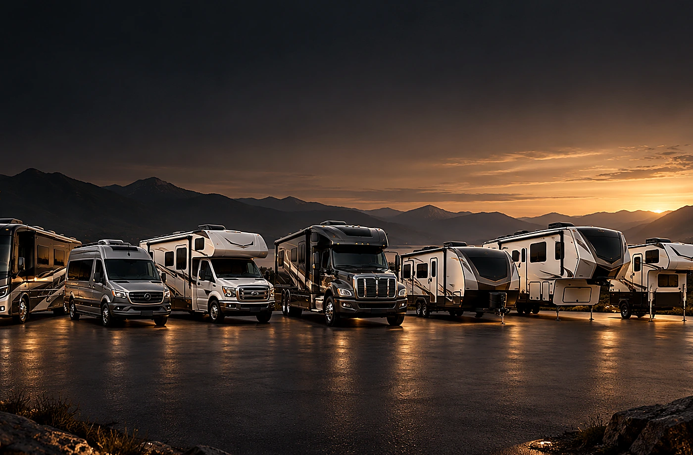 Motorhome and towable RV scene supporting All RVs