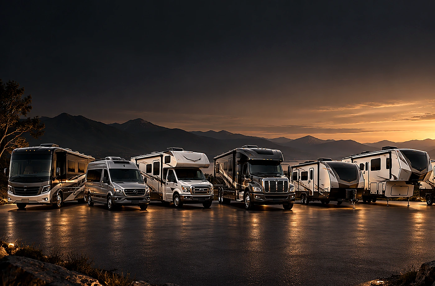 Motorhome and towable RV scene supporting RV Brands at Davis RV Sales frequently asked questions
