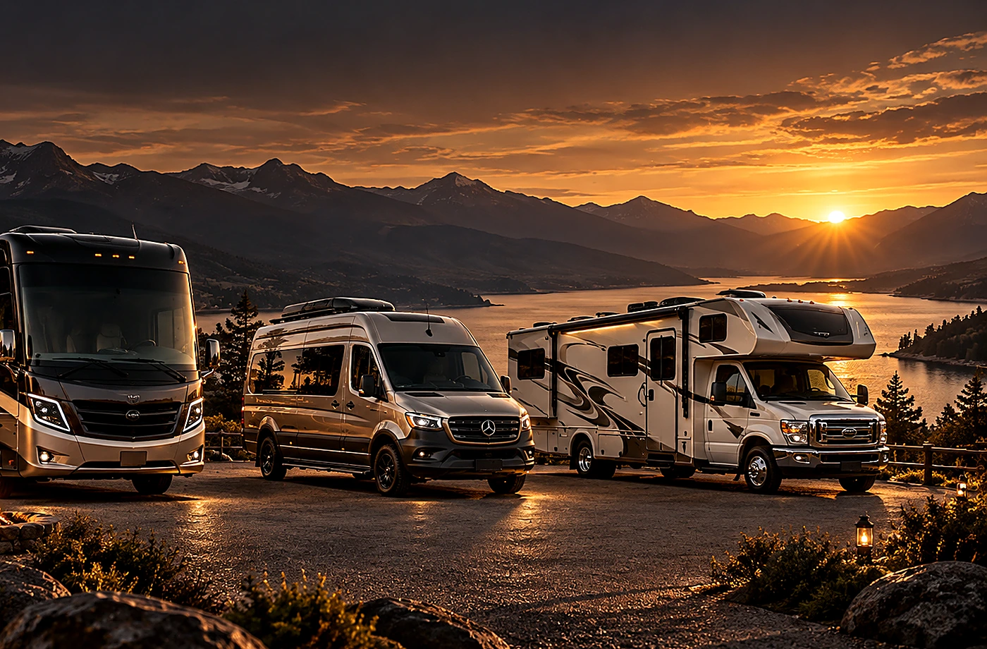 Motorhome and towable RV scene supporting New and Used RVs Require Different Questions