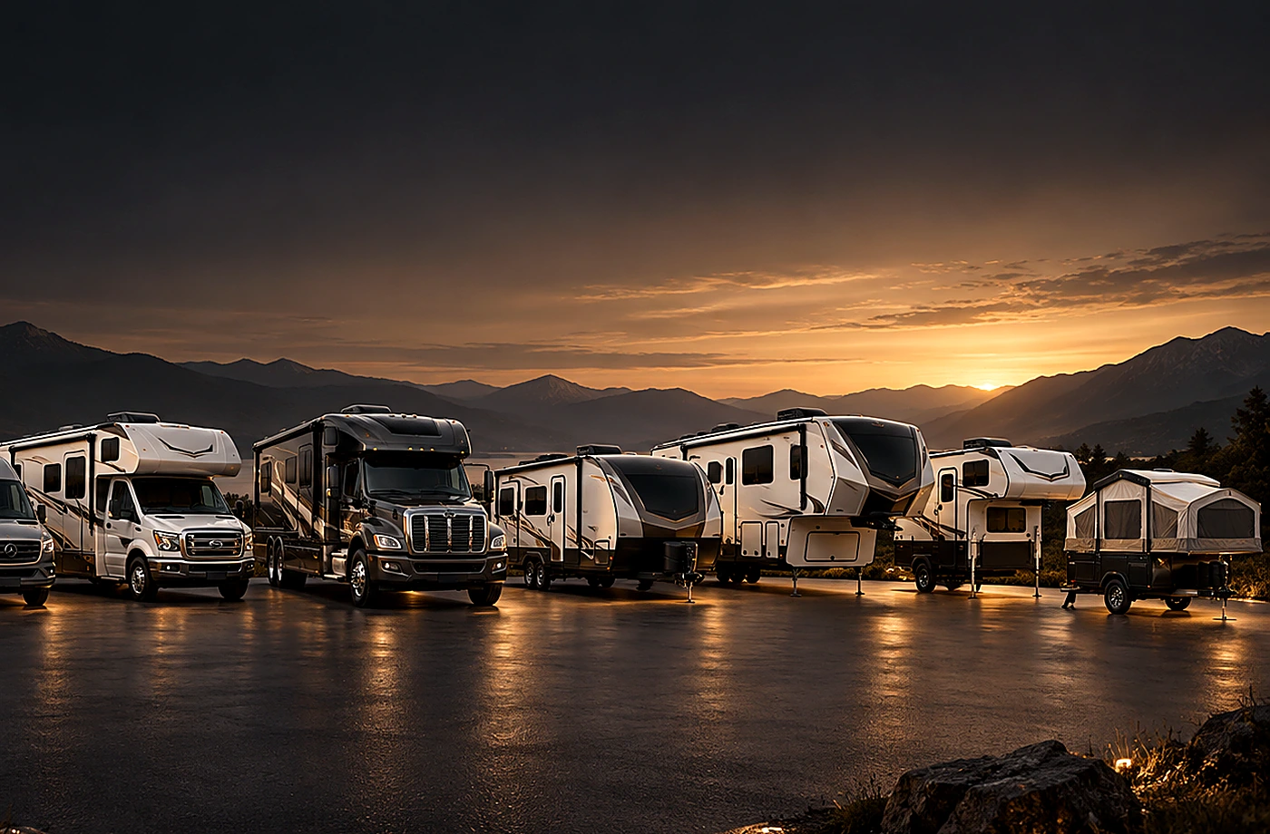 Motorhome and towable RV scene supporting Contact Us