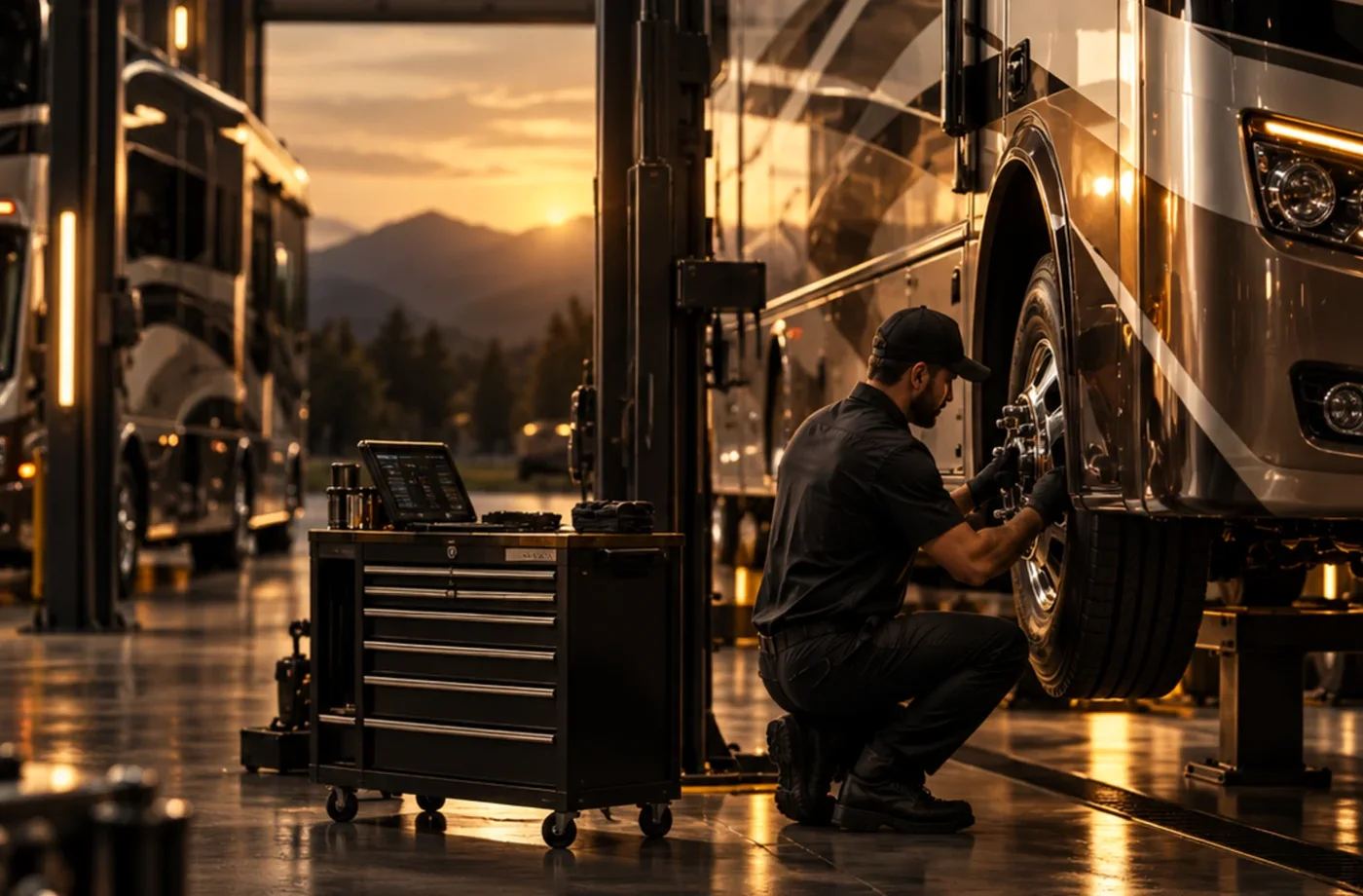 RV service and maintenance scene supporting Plumbing, Climate and Appliance Issues Often Share Causes