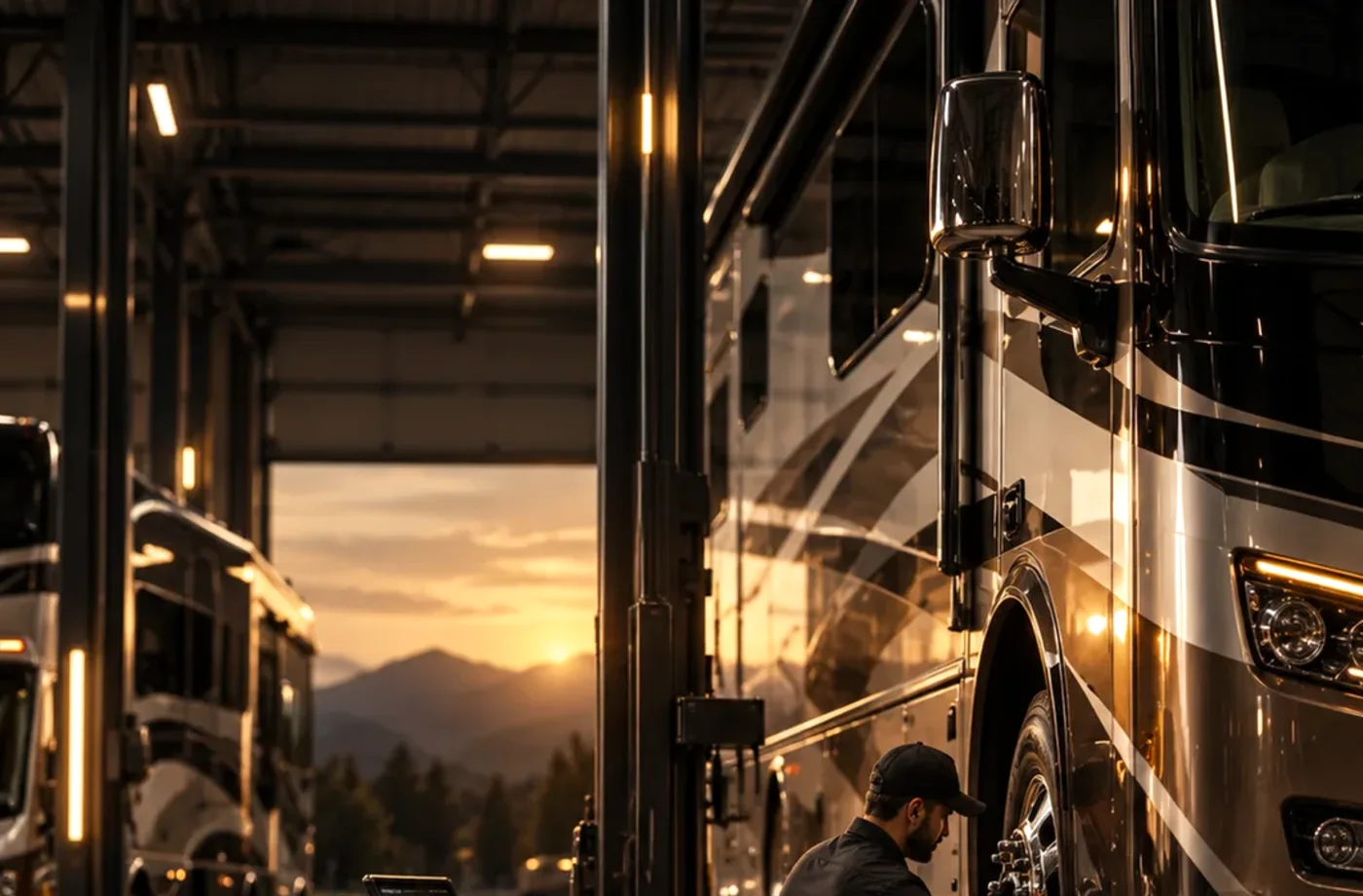 RV service and maintenance scene supporting Contact Service