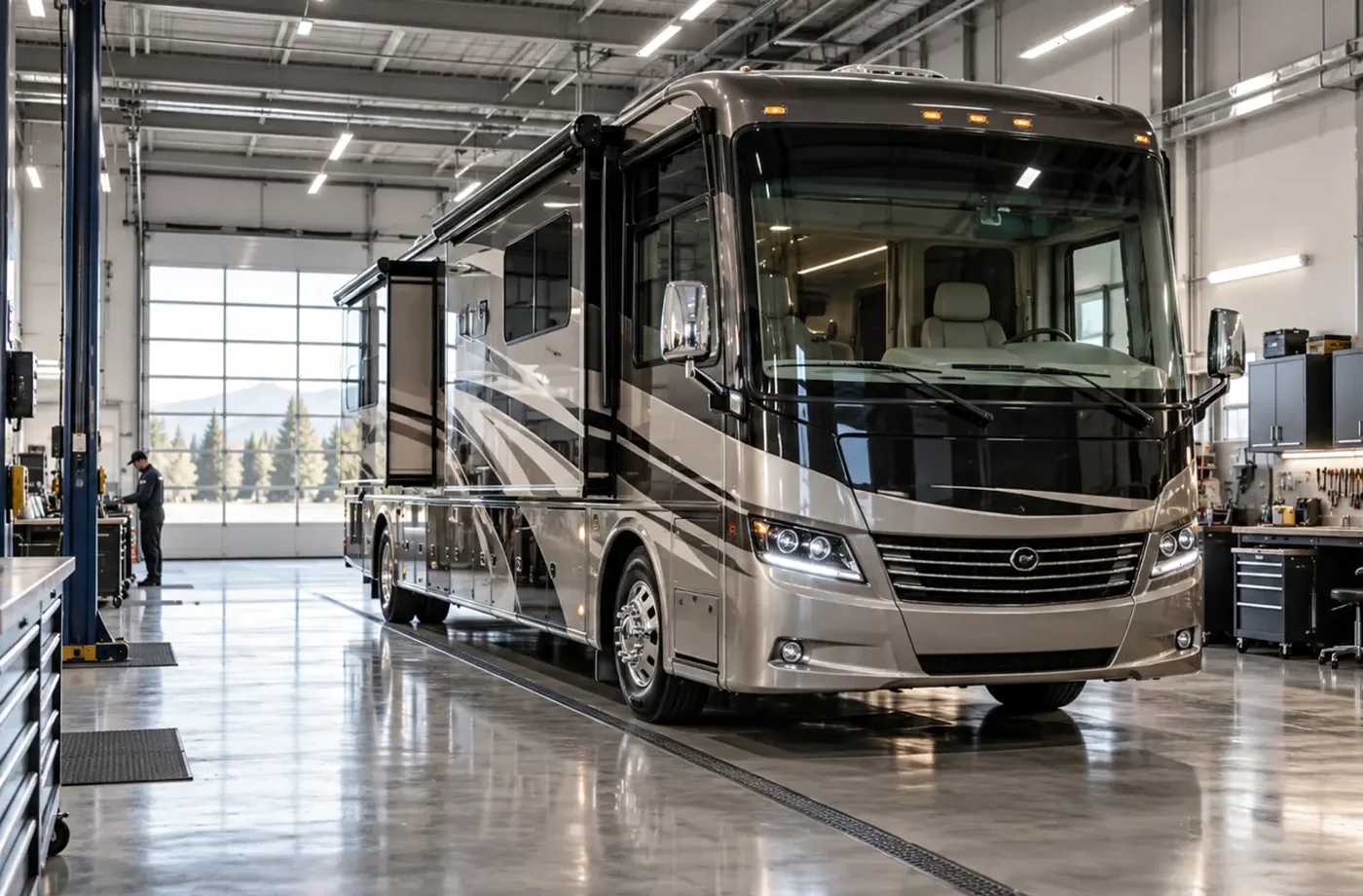 RV service and maintenance scene supporting Browse RVs