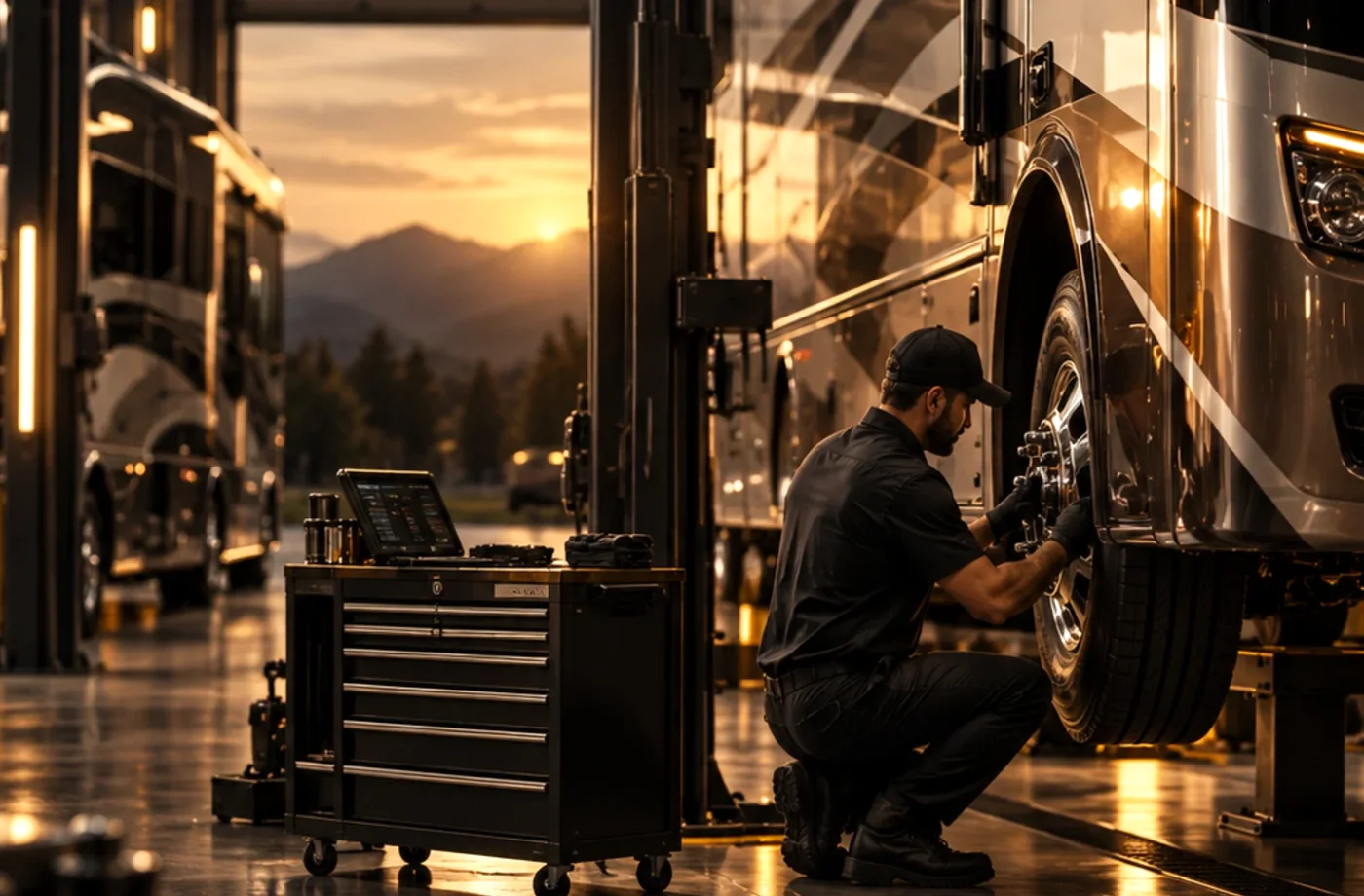 RV service and maintenance scene supporting Preventive Maintenance Is Easier Than Emergency Repair